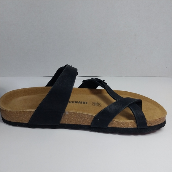 Cushionaire Luna Women's 11 M Black Leather Cork Footbed Adjustable Sandals - Picture 10 of 11